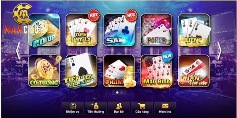 Man Club – Sân Chơi Đổi Thưởng Cho Người Chơi Chuyên Nghiệp 3 Sảnh game chơi hấp dẫn với nhiều tựa game